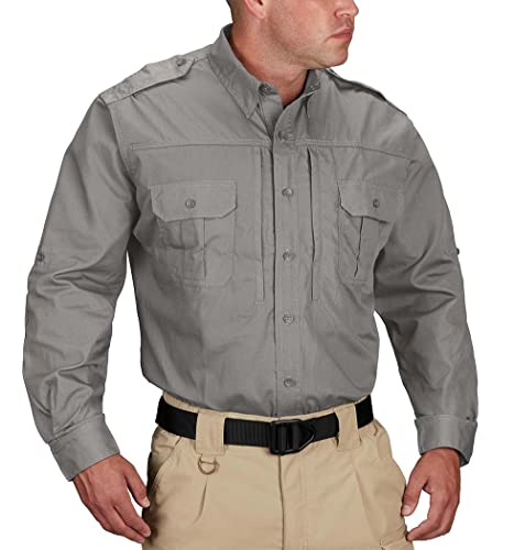 Propper Herren Poplin Tactical Shirt Propper Herren Taktisches Hemd Langarm, Grau, M-L EU von Propper