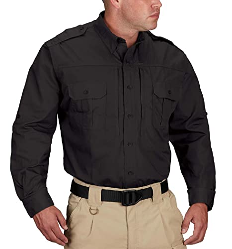 Propper Taktisches Hemd aus Popeline Herren Langarm Tactical Shirt, Schwarz, S Tall von Propper