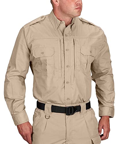 Propper Herren Popeline Tactical Shirt Taktisches Hemd Langarm, Khaki, Klein von Propper