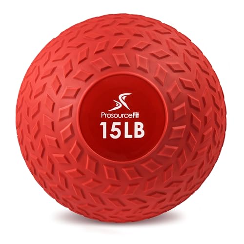ProsourceFit FQQF Slam Medicine Balls 15 lbs Tread Textured Grip Dead Weight Balls for Cross Training, Strength and Conditioning Exercises, Cardio and Core Workouts, Red von ProsourceFit
