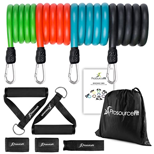 ProsourceFit Premium Heavy Duty Tube Double Dipped Latex Stackable Resistance Bands Set 5-20 LB with Door Anchor and Exercise Chart Full-Body Exercises and Home Workouts von ProsourceFit