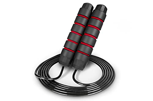 ProsourceFit Speed Jump Rope up to 8 Foot Adjustable Length for Men and Women, Foam Handles, Ultra Light Rope for Boxing, Jumping Exercises and Cardio Workout, Red von ProsourceFit