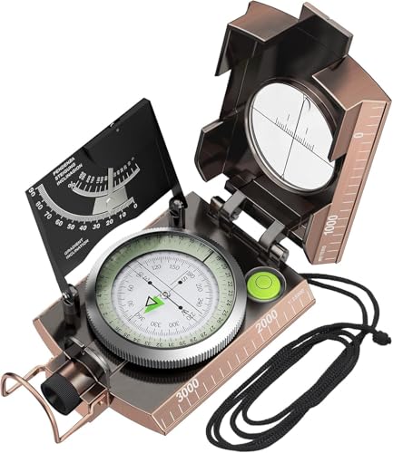 Proster Militär Marschkompass Professioneller Taschenkompass Peilkompass Kompass Compass mit Klinometer Tragschlaufe Tasche für Jagd Wandern und Aktivitäten im Freien von Proster