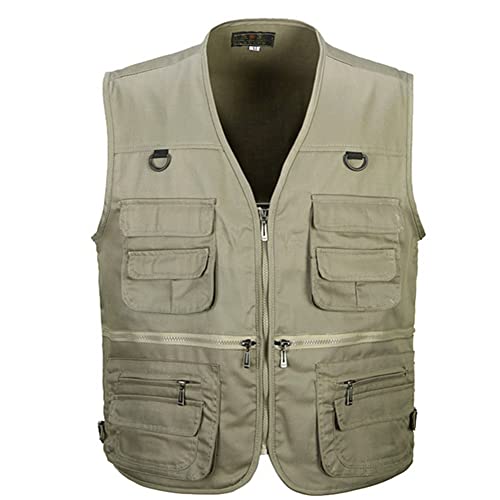 Proumhang Outdoor Safari Vest with 12 Pockets for Hunting Fishing Camping Anglerweste und 12 Tasche-Khaki-XL von Proumhang