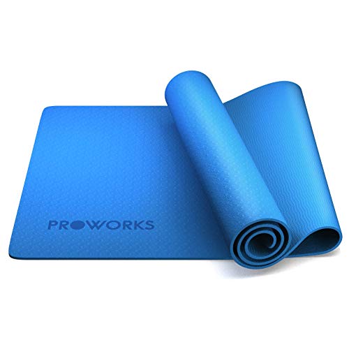 Proworks Yogamatte, rutschfest, 6 mm, TPE, Trainingsmatte mit Tragegurt, für Yoga, Heimübungen, Gymnastik und Pilates, 183 x 58 x 0,6 cm, Blau von Proworks
