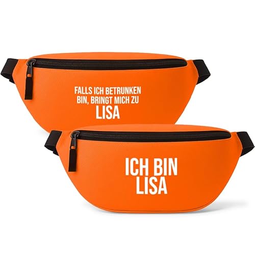 Falls ich betrunken Bin. 2er Set - Bauchtasche Personalisiert | Malle | Party | Urlaub | lustige Sprüche | Festival | Umhängetasche | Orange von Prozente Momente