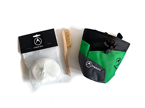 Psychi Premium Kreidetasche Starter Pack zum Bouldern Klettern mit Hüftgurt Kreideball und Bürste (türkis) von Psychi