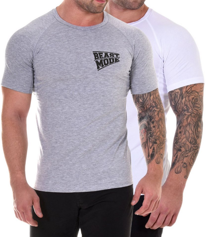 Psycho Urban Print-Shirt (Set) Basic Fitness T-Shirt im Doppelpack von Psycho Urban