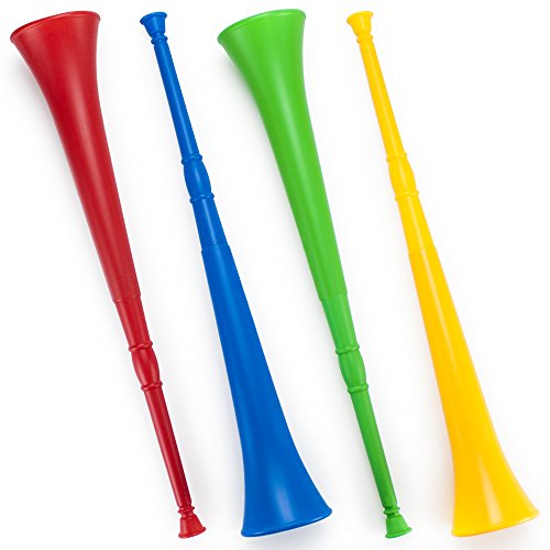 Pudgy Pedro's Vuvuzela Stadionhörner aus Kunststoff, 66 cm, 4 Stück von Pudgy Pedro's