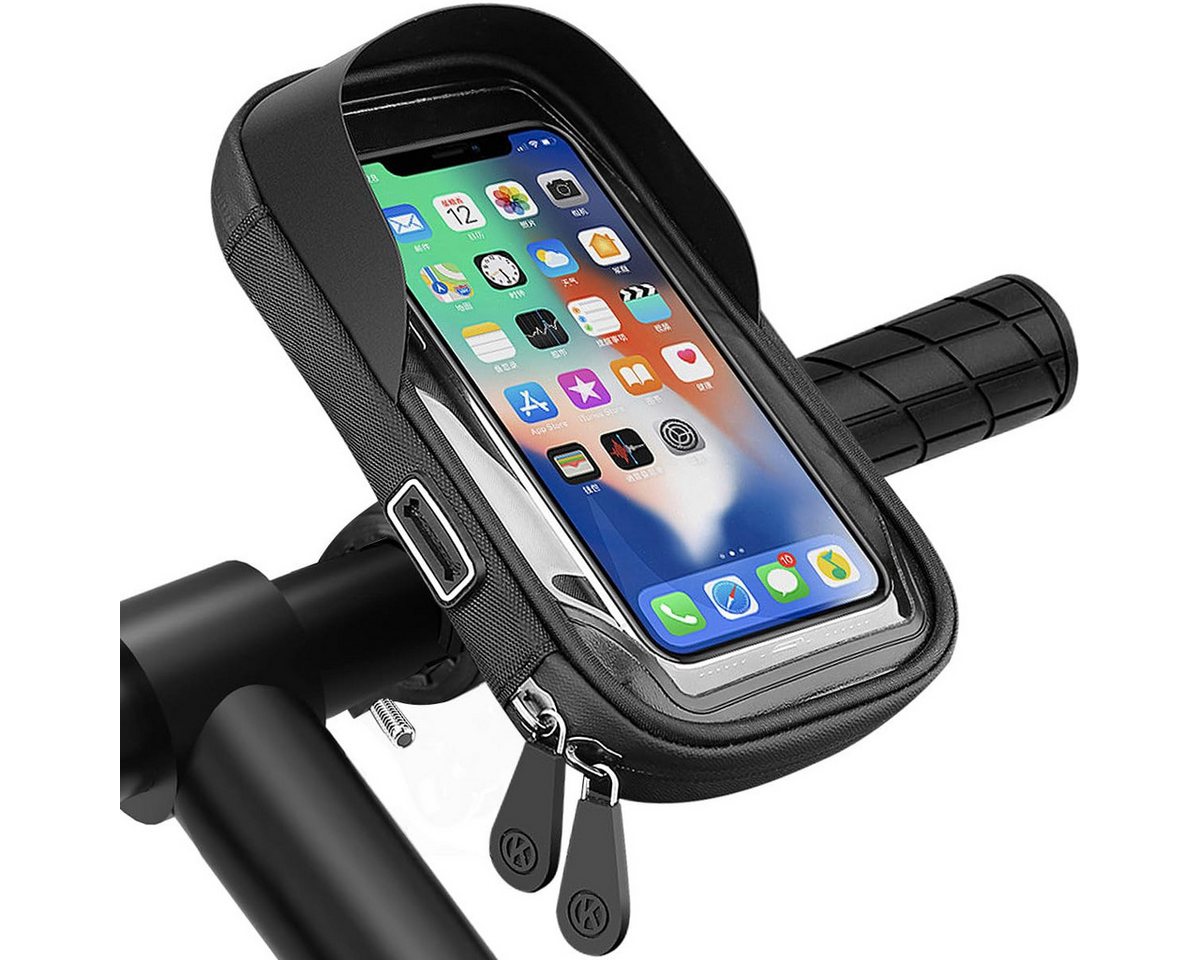 Cbei Fahrrad-Halterung Handy-Halterung Handyhalter für Fahrrad Lenker Smartphone-Halterung, (bis 6,40 Zoll, Outdoor Fahrrad-Handyhülle mit Regenhaube, Reißverschluss, Wasserdichter/empfindlicher Touchscreen, 0,3mm TPU Touchscreen, 360° drehbar für Samsung/Huawei/Apple usw. Smartphones) von Cbei