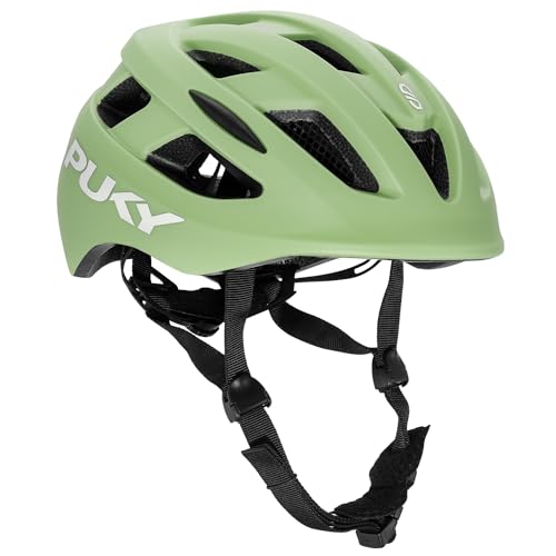 PUKY Helmet M Grün | Optimal für Kopfumfang 54-58 cm | Leicht & Belüftet | Robuster Polycarbonat & EPS-Schaum Schutz | Licht-Modul & 360° Sichtbarkeit | Stylisches Design & Farboptionen von Puky