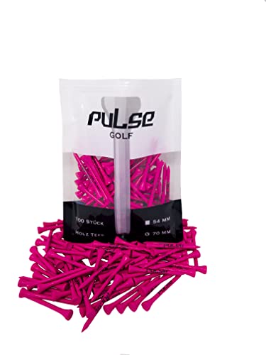 Premium Holz Golf Tee - 100 Stück (Neon Pink, 70) von PulseGolf