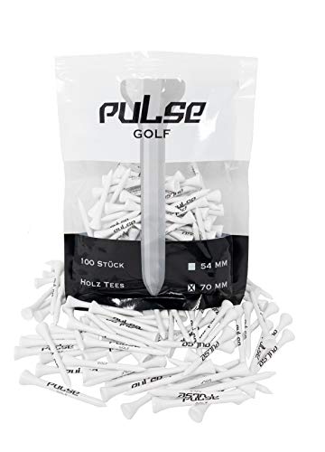 Premium Holz Golf Tee - 100 Stück (Weiß, 70) von PulseGolf