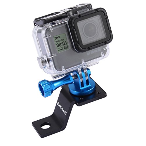 PULUZ Motorrad Spiegel-/Klemmschraubenhalterung, feste Fahrradhalterung aus Metall für GoPro HERO5 HERO4 Session SJCAM XiaoMi YI II 4K 4K+ Sport-Action-Kamera (Blau) von PULUZ