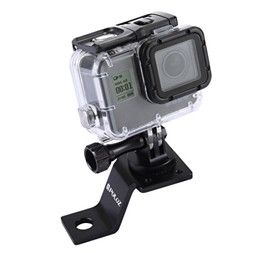 PULUZ Motorrad Spiegel-/Klemmschraubenhalterung, feste Fahrradhalterung aus Metall für GoPro HERO5 HERO4 Session SJCAM XiaoMi YI II 4K 4K+ Sport-Action-Kamera (Schwarz) von PULUZ