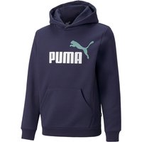 PUMA Ess+ Metallic 2 Col Big Logo Fleece-Hoodie Jungen peacoat/mineral blue 164 von Puma
