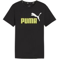 PUMA Ess+ Metallic 2 Col Logo T-Shirt Jungen 31 - PUMA black/lime sheen 140 von Puma