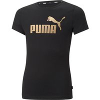 PUMA Ess+ Metallic Logo T-Shirt Mädchen PUMA black/gold 164 von Puma