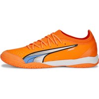 PUMA Ultra Ultimate Court Hallen-Fußballschuhe 01 - ultra orange/puma white/blue glimmer 46 von Puma