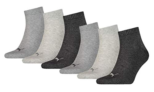 PUMA 6 Paar Unisex Quarter Socken Sneaker Gr. 35-49 für Damen Herren Füßlinge, Farbe:800 - anthraci/l mel grey/m me, Socken & Strümpfe:35-38 von PUMA