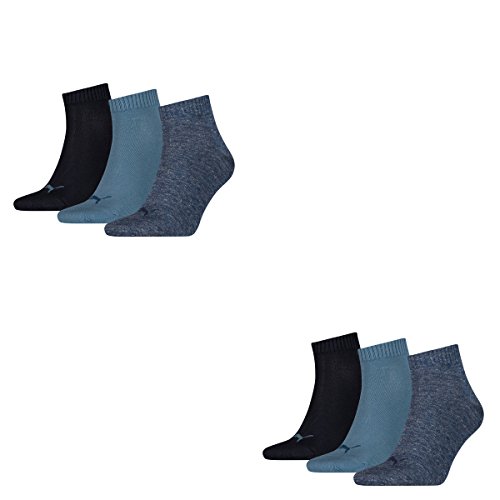PUMA 6 Paar Unisex Quarter Socken Sneaker Gr. 35-49 für Damen Herren Füßlinge, Farbe:460 denim blue, Socken & Strümpfe:39-42 von PUMA