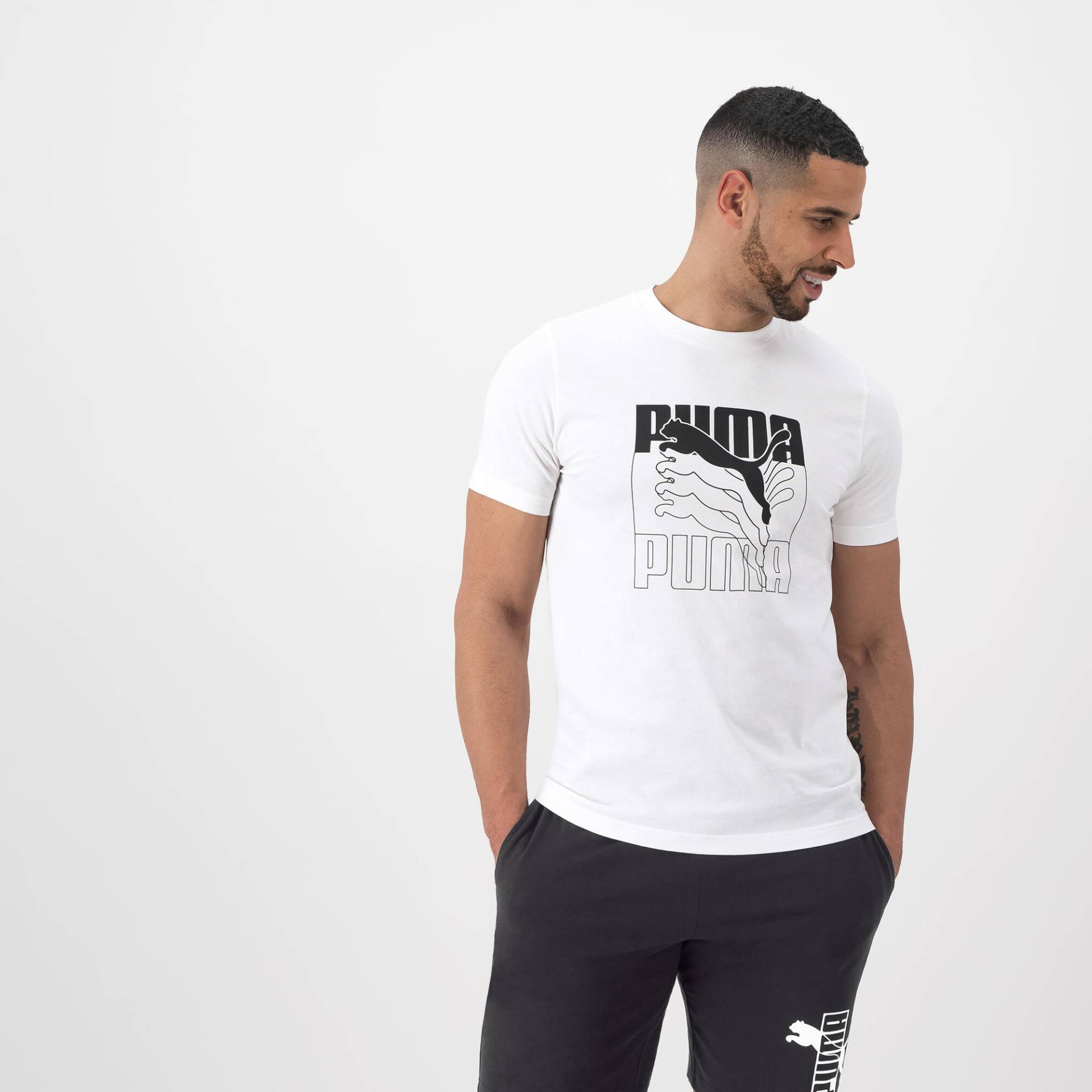 Puma T-Shirt Herren Baumwolle - weiss von Puma
