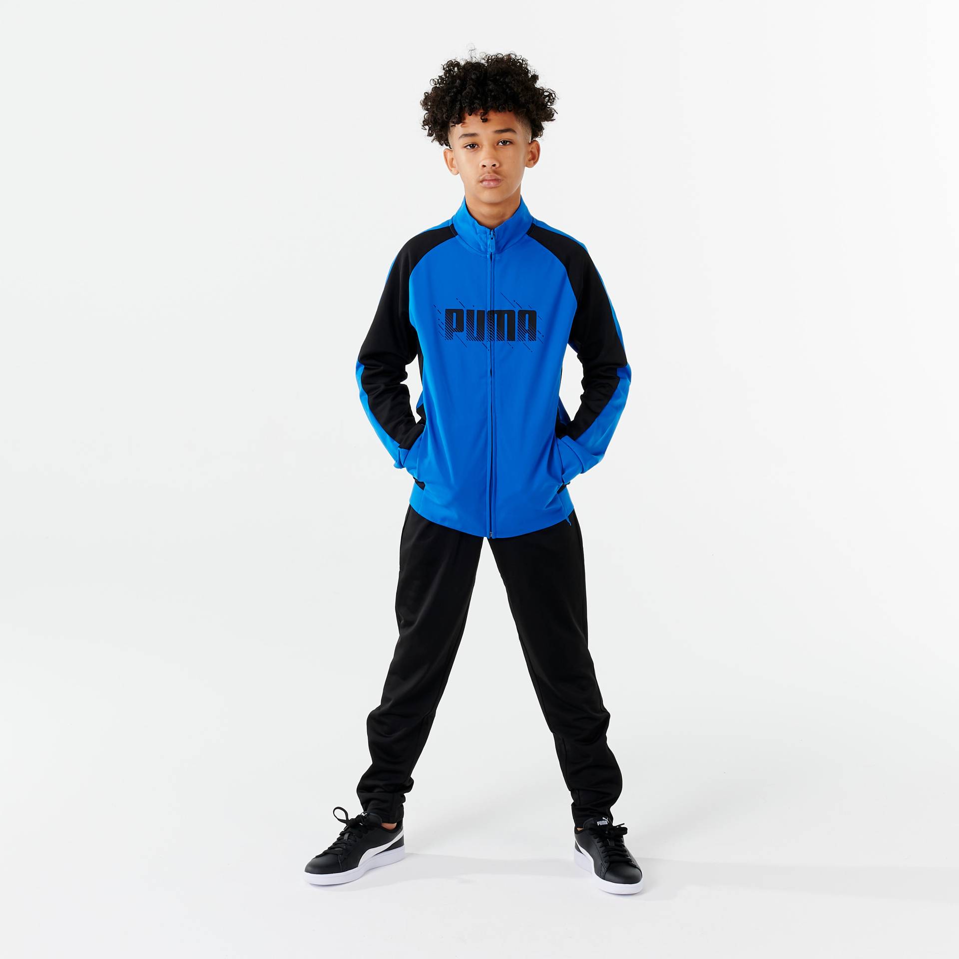 Puma Trainingsanzug Kinder Synthetik atmungsaktiv - schwarz/blau von Puma