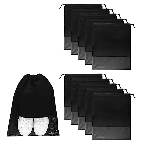10 Stück Reiseschuhtasche, Schuhbeutel, Schuhaufbewahrungstasche mit durchsichtigem Fenster für den Alltag und Reisen(Schwarz) von Pumuky