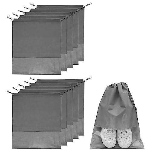 10-Teilige Reise-Schuhtasche,Schuhüberzug,32 x 44 cm,Schuh-Aufbewahrungstaschen mit Transparentem Fenster für Alltag und Reisen (Grau) von Pumuky