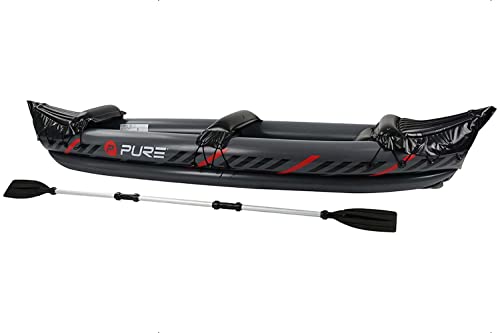 Pure4Fun Aufblasbares Kajak – 2 Personen aufblasbares Kajak-Boot-Set – inklusive Aluminium-Paddel, Reparatur-Set, schwarz/rot, 325 x 81 x 53 cm, P4F150040 von Pure4Fun