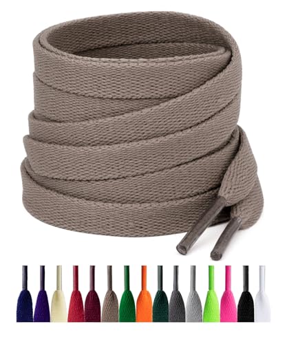 Puzeam 2 Paar Flache Schnürsenkel für Sneaker, (8 mm Breite) Ersatz Schuhbänder für Freizeitschuhe, Sportschuhe, Turnschuhe (100 cm, Khaki) von Puzeam