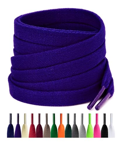 Puzeam 2 Paar Flache Schnürsenkel für Sneaker, (8 mm Breite) Ersatz Schuhbänder für Freizeitschuhe, Sportschuhe, Turnschuhe (110 cm, Royalblau) von Puzeam