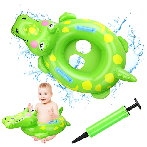 Baby Schwimmring in Krokodil Form, Karikatur 3D Baby Float Aufblasbar Schwimmhilfe Ring, Schwimmsitz Schwimmtrainer Pool Auftriebshilfegerät, Mit Sitz und Inflator, für Kleinkinder 6 Monate -3 Jahre von Pwsap