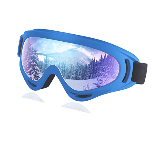 Pwsap Skibrillen Unisex, UV Schutz Snowboard Brillen, TPU Motorradbrille Kompatible Helm, Hochwertige Sportbrille für Skifahren Motorrad Fahrrad Skaten, Anti Fog, Hohe Optische Klarheit von Pwsap