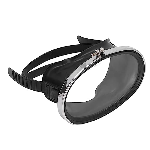 Freitauchbrille, Ovale Tauchbrille, Gehärtetes Glas und Verstellbarer PVC-Gürtel, Schwarz, Zum Schnorcheln für (L) von Pwshymi