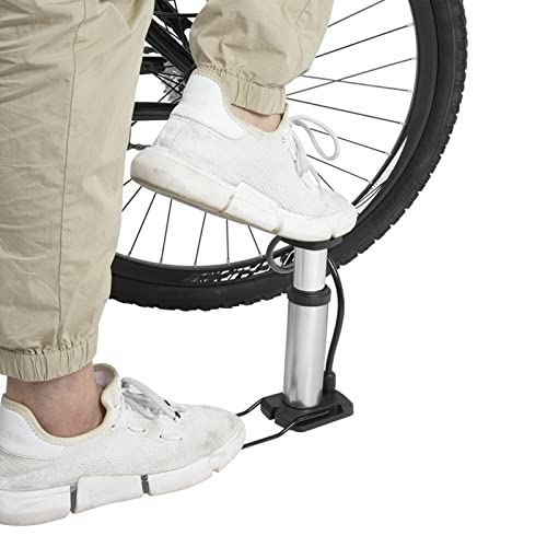 Hocheffiziente, Leichte Fahrrad-Fußpumpe aus Aluminiumlegierung, für Fast Alle Fahrräder (Silber) von Pwshymi