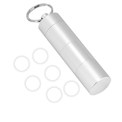 Pwshymi Pocket Pill Case Wasserdichter Pillenfläschchenhalter aus Aluminiumlegierung für das Überleben im Freien(Silber) von Pwshymi