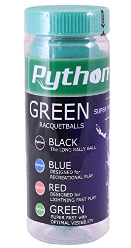 Python 3-Ball Can (grün) Racquetballs (super schnell mit optimaler Sichtbarkeit) von Python Racquetball