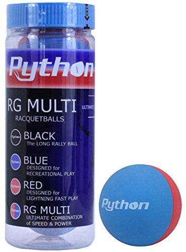 Python 3 Ball Can RG Multicolor Racquetballs (empfohlen von Racquetball Legend Ruben Gonzalez!) (1 Dose/Packung, 3 Bälle) von Python Racquetball