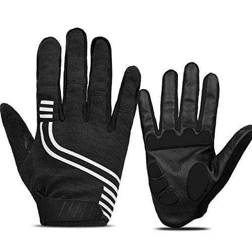 Pyugxab Anti-Rutsch Rad Handschuhe Vollfinger Touchscreen Im Freien Reflektierende Training Handschuhe Mit 5Mm Gel Stoßabsorbierende Pad Atmungsaktiv Für Männer Frauen Schwarz XL von Pyugxab