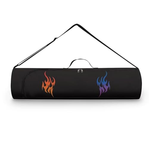 Pzuqiu Cool Fire Yogamatten-Tasche mit durchgehendem Reißverschluss, verstellbarer Riemen, Reise-Yoga, Turnbeutel für dicke Übungen, Yogamatte, stilvoller Druck, Yoga-Tasche für Fitnessstudio, Strand, von Pzuqiu