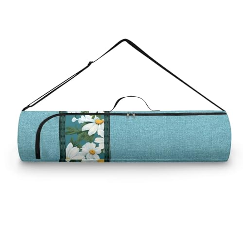 Pzuqiu Denim Daisy Yogamatten-Tasche für Damen und Herren, durchgehender Reißverschluss, mit leicht zugänglichem Reißverschluss und verstellbarem Schultergurt, passend für die meisten Yogamatten von Pzuqiu