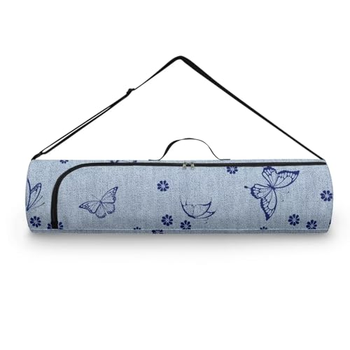 Pzuqiu Yoga-Matten-Tasche mit Schmetterlingsmotiv für Damen und Herren, durchgehender Reißverschluss, leicht zugänglicher Reißverschluss und verstellbarer Schultergurt, passend für die meisten von Pzuqiu