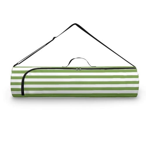 Pzuqiu Yogamatten-Tasche für Damen und Herren, mit grünen Streifen, für dicke Yogamatte und Yoga-Zubehör, Turnbeutel mit verstellbarem Schultergurt für Klasse, Strand, Park, Reisen von Pzuqiu