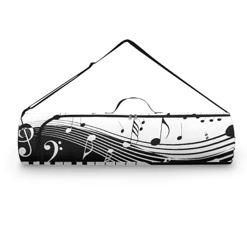 Pzuqiu Yogamatten-Tasche mit Musiknoten, für Damen und Herren, Yoga-Tragetasche, passend für dicke Yogamatte und Yoga-Zubehör, Turnbeutel mit verstellbarem Schultergurt für Klasse, Strand, Park, von Pzuqiu