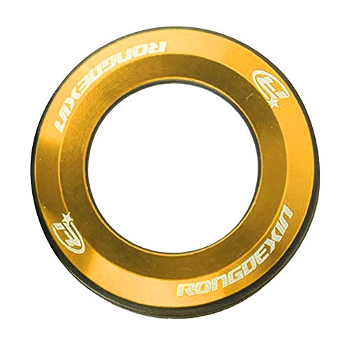 QAINKUN Ahead Kappe Fahrrad-Headset-Kappe mit 28,6 mm Durchmesser, universelle MTB-Mountainbike-Oberschale, Flache Abdeckung, CNC-Metall-O-Ring-Dichtung, Fahrradteile Headset Spacer (Color : Gold) von QAINKUN
