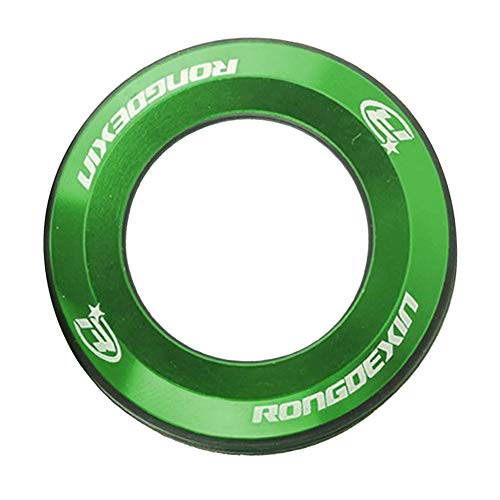 QAINKUN Ahead Kappe Fahrrad-Headset-Kappe mit 28,6 mm Durchmesser, universelle MTB-Mountainbike-Oberschale, Flache Abdeckung, CNC-Metall-O-Ring-Dichtung, Fahrradteile Headset Spacer (Color : Green) von QAINKUN