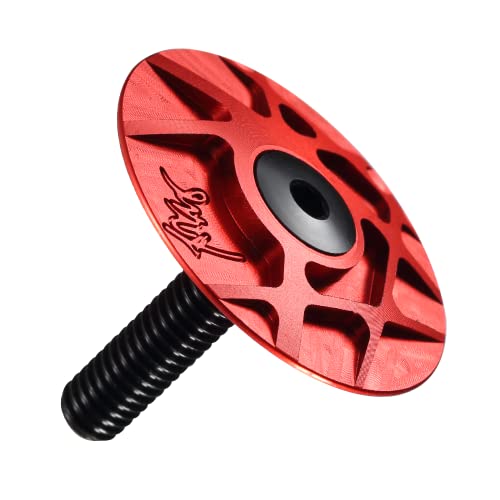 QAINKUN Ahead Kappe Tune-Cap Fahrrad-Headset-Vorbaukappen aus Aluminium mit Schrauben for MTB, Rennrad, Mountainbike, Abdeckung, obere Kappe Headset Spacer (Color : RED) von QAINKUN