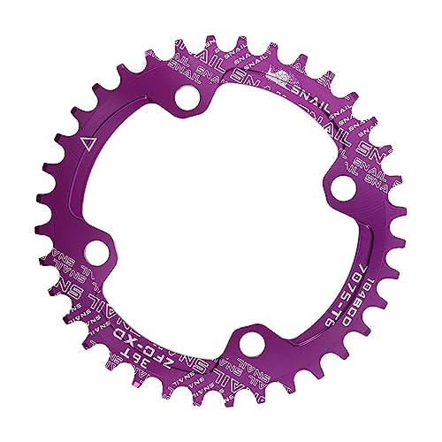 QAINKUN Kettenblatt Rundes 104BCD breites Kettenblatt 32T 34T 36T 38 Zähne Fahrradkurbelgarnitur 104 BCD Monoplate Bike Plate KettenbläTter(Größe:32T,Color:Purple) von QAINKUN