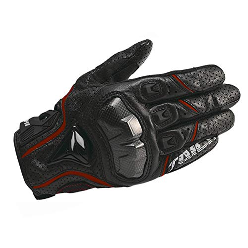 QAINKUN Motorradhandschuhe Atmungsaktive Leder-Motorradhandschuhe Racing-Handschuhe Motocross-Handschuhe Handschuhe Motorrad Handschuhe (Color : 390 Black Red, Größe : L) von QAINKUN
